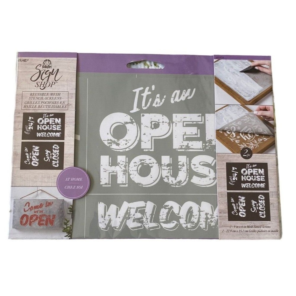 FolkArt Reusable Mesh Stencil Screens 2 Pc - Come in we're open, we are Closed